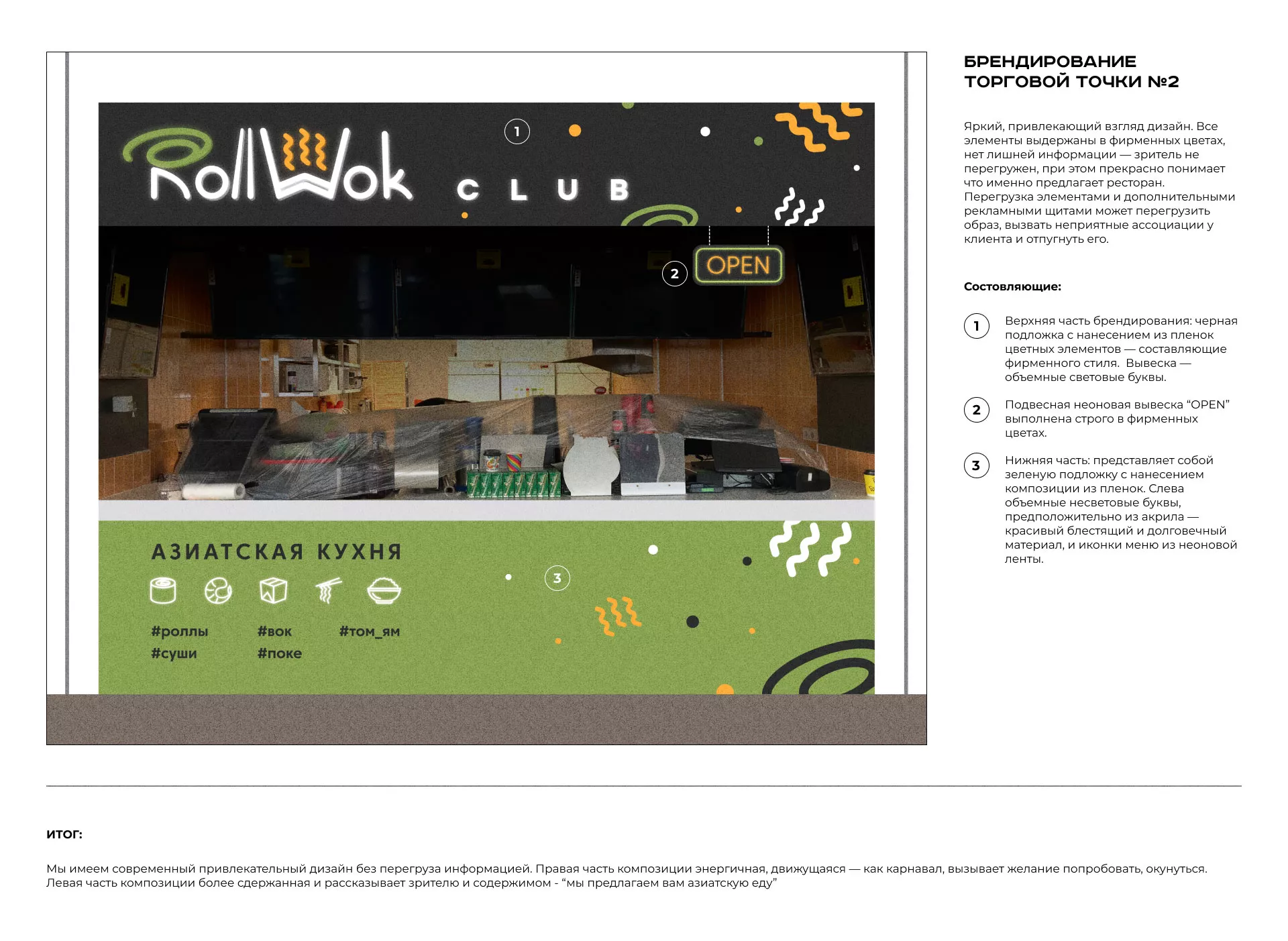 Брендирование торговых точек суши-бара «Roll Wok Club» в Когалыме
